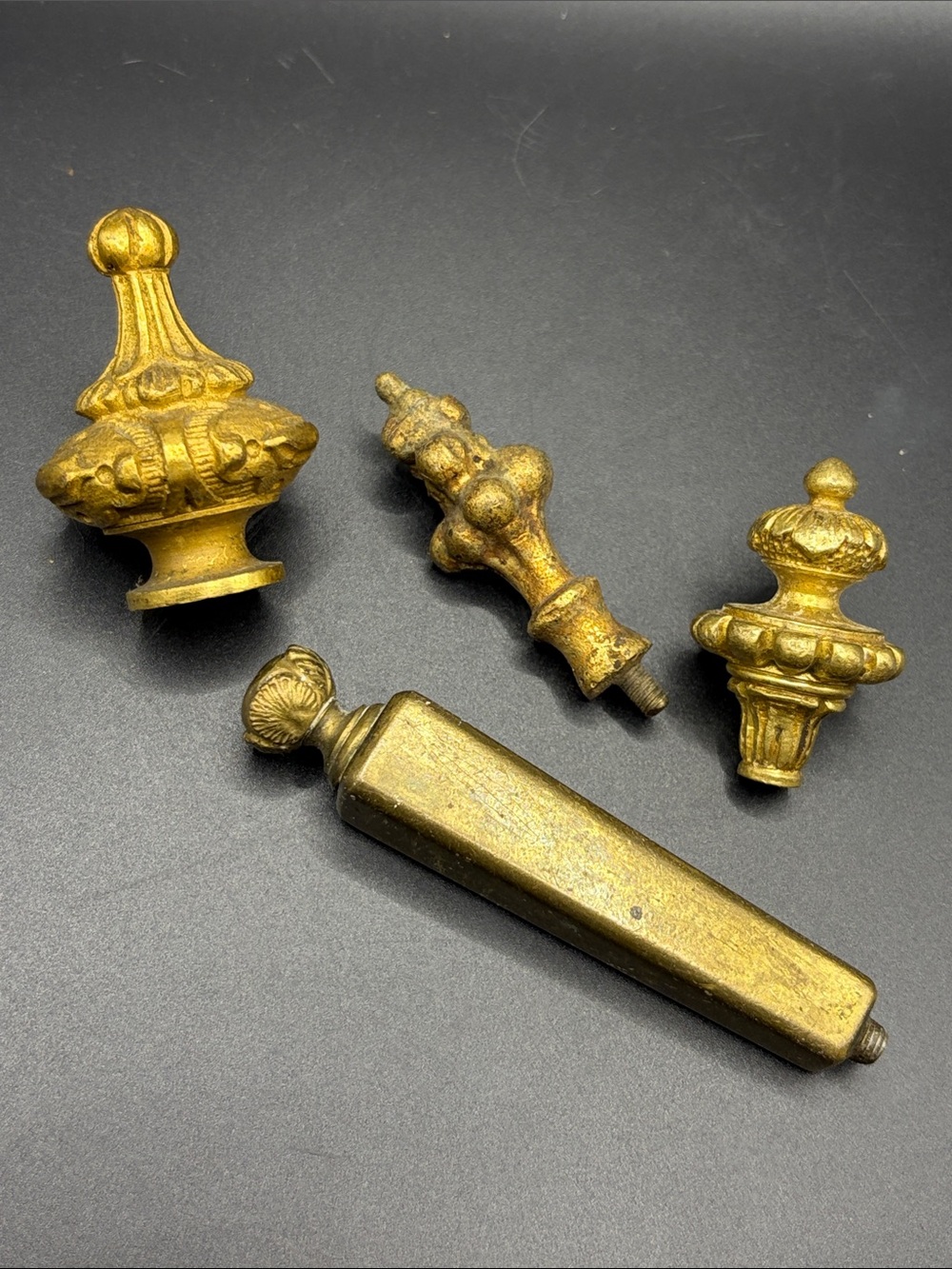 Vintage Brass & Gilt Metal Ornate Lamp Finials Architectural Salvage Home Decor